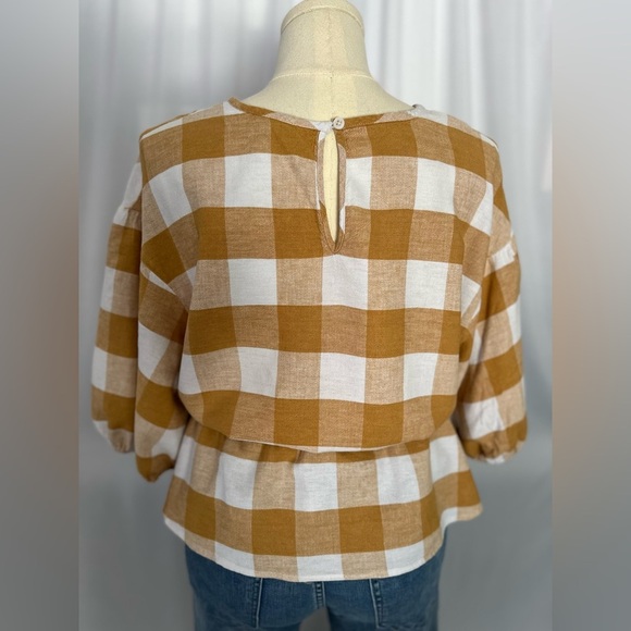 Who What Wear Plus Size Balloon Elbow Sleeve Popover Blouse (450) - Picture 3 of 14